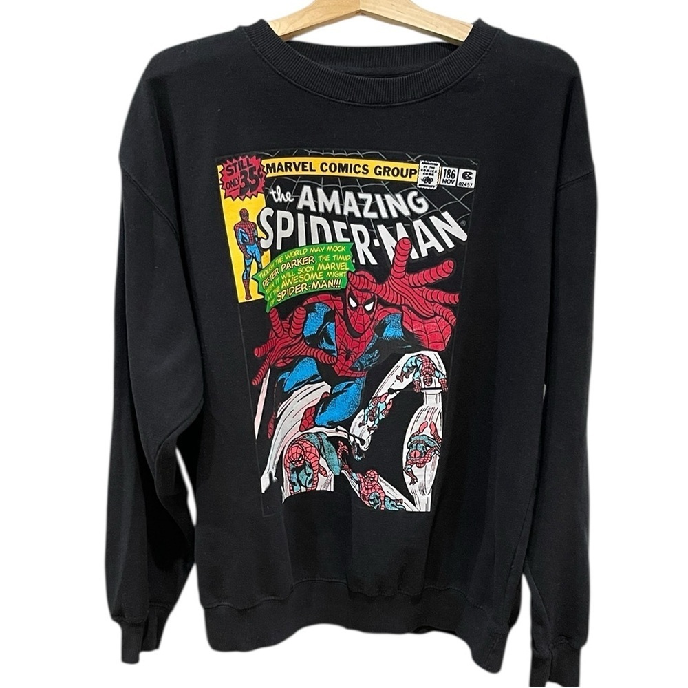 Marvel Men’s The Amazing Spider Man Comic Graphic Sweatshirt SZ XL Black